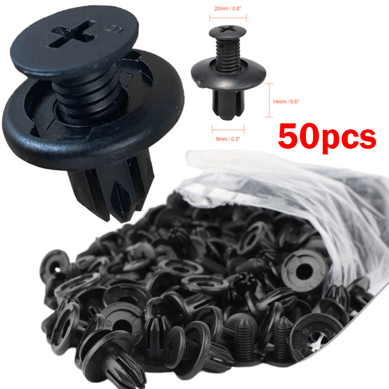 50pcs Car Plastic Rivets Fastener 8mm Hole Push Clip Trim Panel Retainer Clips