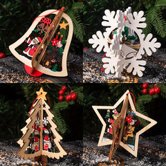 3D Bell Snowflake Christmas Tree Wooden Pendants