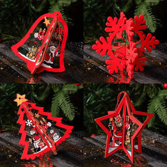 3D Bell Snowflake Christmas Tree Wooden Pendants