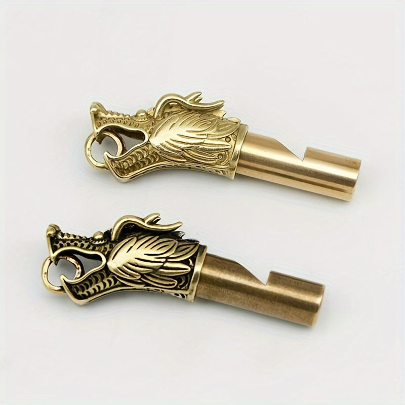 Brass Dragon Whistle Keychain Pendant Necklace