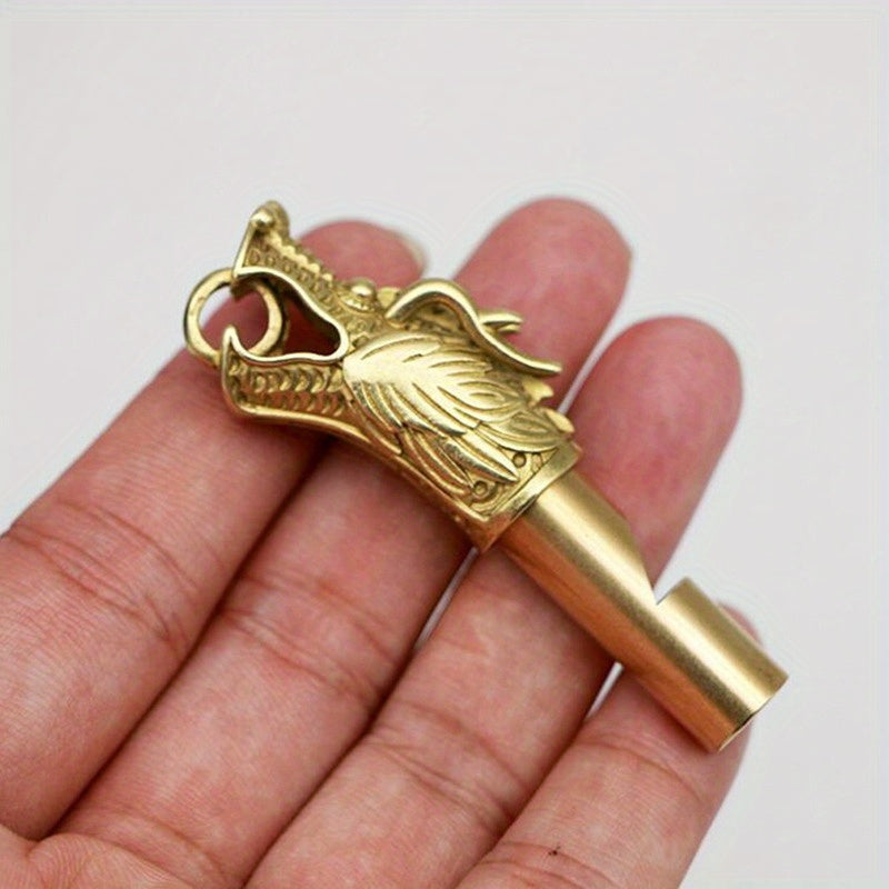 Brass Dragon Whistle Keychain Pendant Necklace