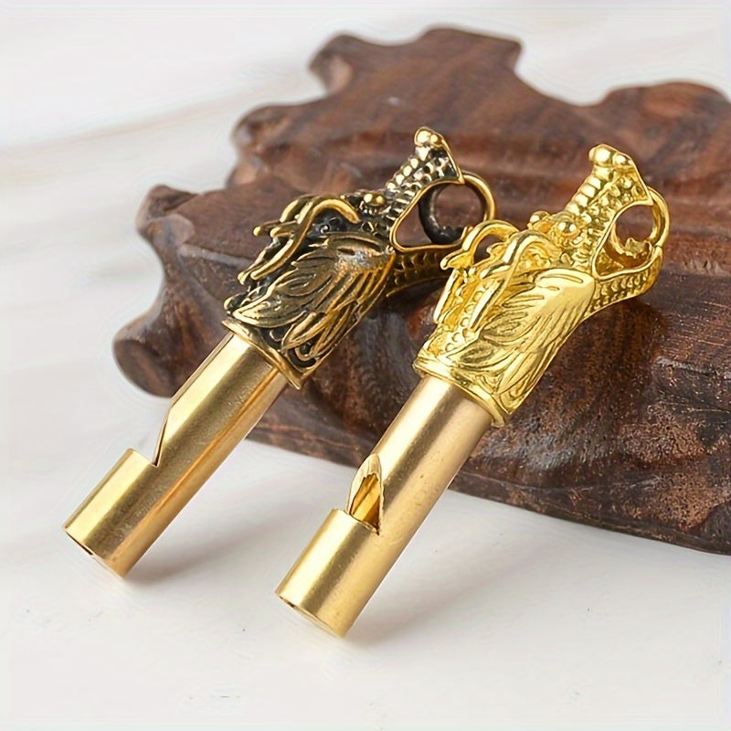 Brass Dragon Whistle Keychain Pendant Necklace