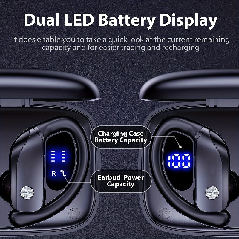 Wireless Earbuds Stereo Headphones LED Display Built-in Mic Noise Canc