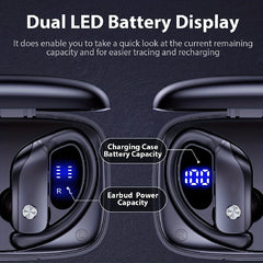 Wireless Earbuds Stereo Headphones LED Display Built-in Mic Noise Canc