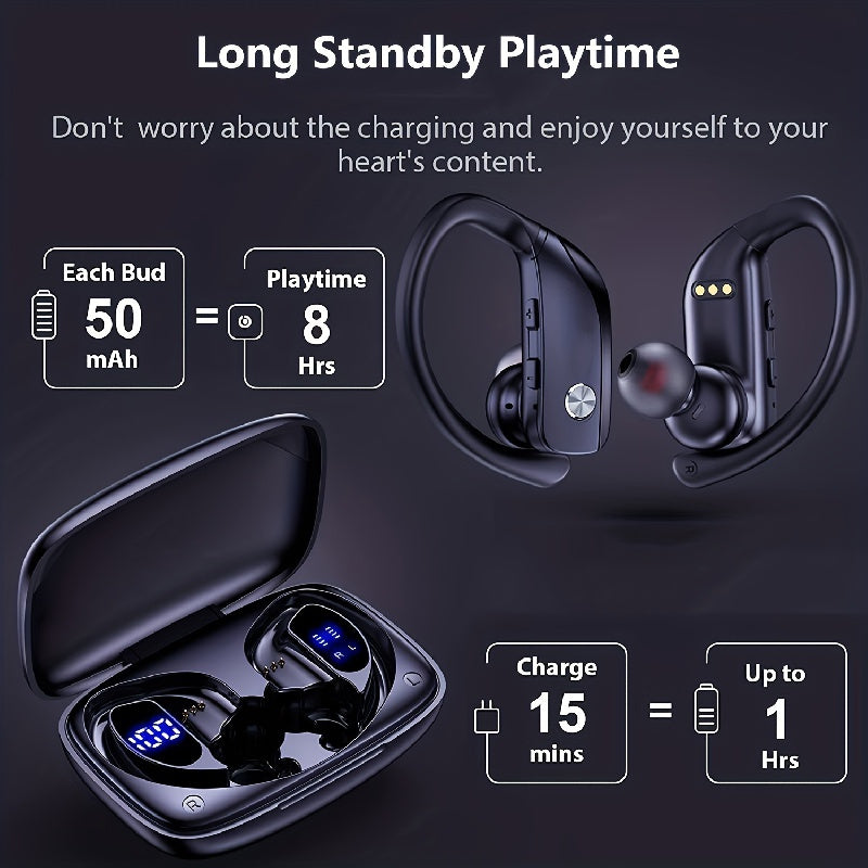 Wireless Earbuds Stereo Headphones LED Display Built-in Mic Noise Canc