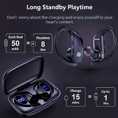 Wireless Earbuds Stereo Headphones LED Display Built-in Mic Noise Canc
