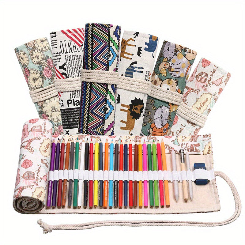 24 Slots Pencil Wrap Large Capacity Pen Holder Pencil Case