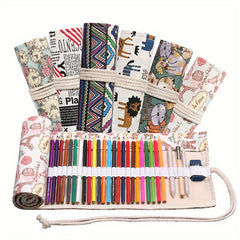 24 Slots Pencil Wrap Large Capacity Pen Holder Pencil Case