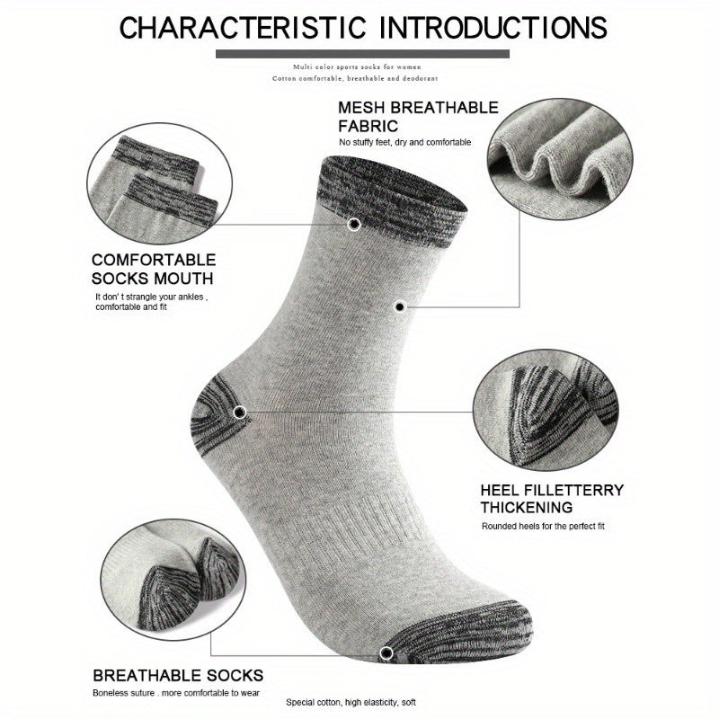 3 Pairs Large Running Socks Sweat-Absorbing Anti-Odor Cotton Basketball Socks