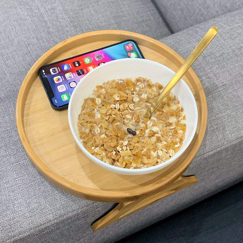 Bamboo Sofa Armrest Clip-On Tray TV Snack Tray