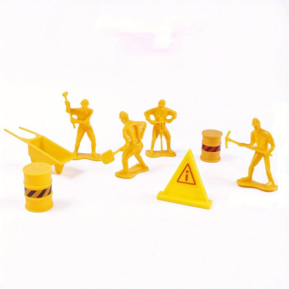 Plastic Brick Workers Construction Team Decoration Toys
