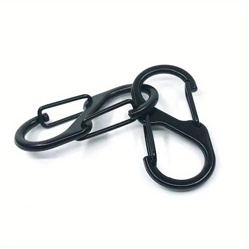 10pcs Stainless Steel S Carabiner Lock Mini Keychain Hook Anti Theft