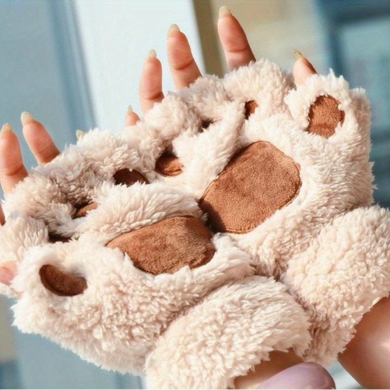 Cartoon Cat Paw Warm Gloves for Outdoor Sports