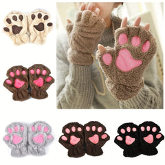 Cartoon Cat Paw Warm Gloves for Outdoor Sports