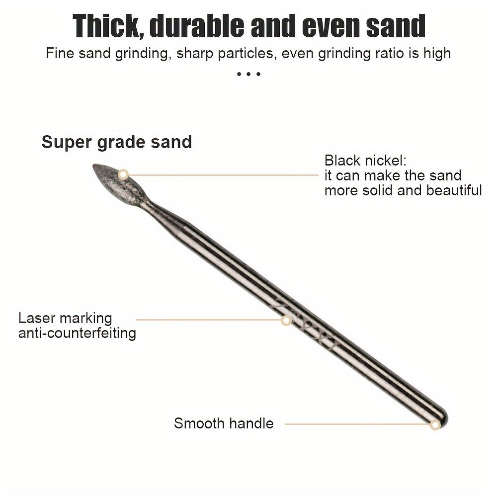 30pcs Diamond Grinding Burr Needle Point for Glass Jade Stone 2.35 3mm Drill Bit