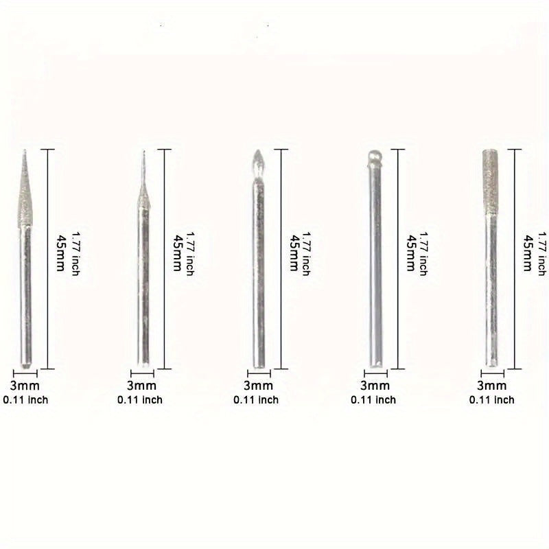 30pcs Diamond Grinding Burr Needle Point for Glass Jade Stone 2.35 3mm Drill Bit