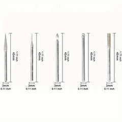 30pcs Diamond Grinding Burr Needle Point for Glass Jade Stone 2.35 3mm Drill Bit