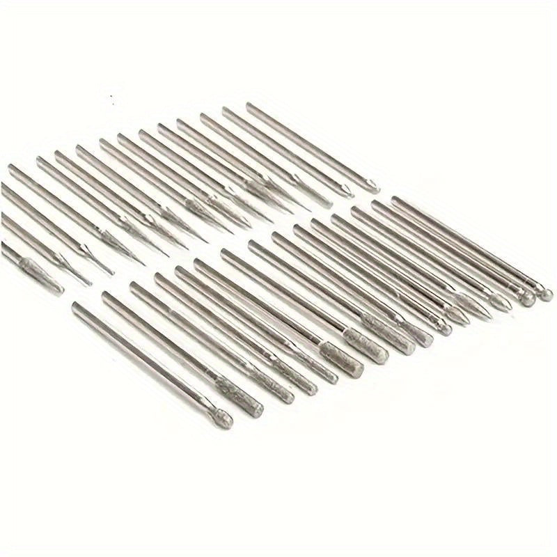 30pcs Diamond Grinding Burr Needle Point for Glass Jade Stone 2.35 3mm Drill Bit