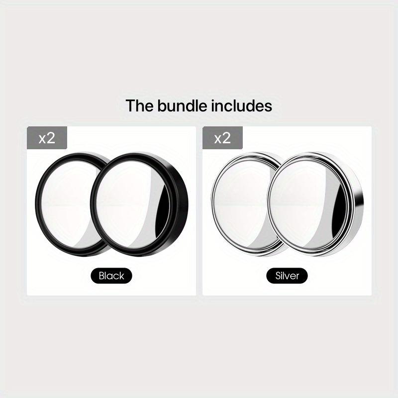 2pcs Round Blind Spot Mirrors Wide Angle Stick On Rearview Mirrors