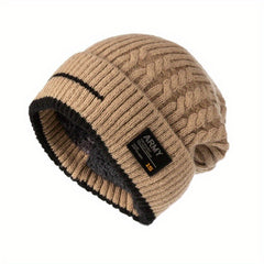 Winter Velvet Lined Knitted Hat Ear Protection Warm Beanies