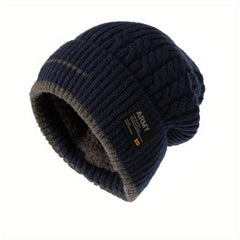 Winter Velvet Lined Knitted Hat Ear Protection Warm Beanies