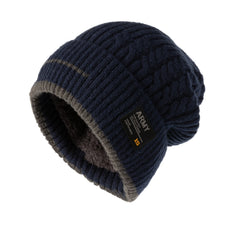 Winter Velvet Lined Knitted Hat Ear Protection Warm Beanies