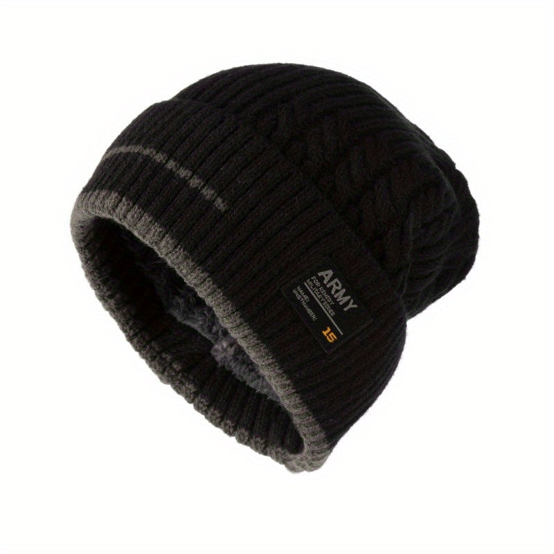 Winter Velvet Lined Knitted Hat Ear Protection Warm Beanies