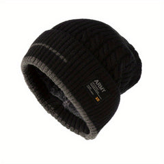 Winter Velvet Lined Knitted Hat Ear Protection Warm Beanies