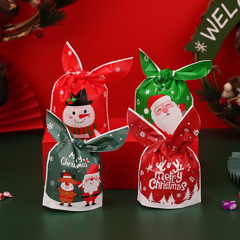 20pcs Rabbit Ear Harness Gift Bag Christmas Snack Packaging Bag