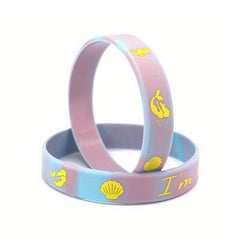 6 Pcs Mermaid Pattern Glow Silicone Bracelets - 20 32x1