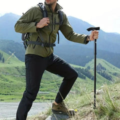 Foldable Lightweight Aluminum Hiking Stick Telescopic Straight Handle