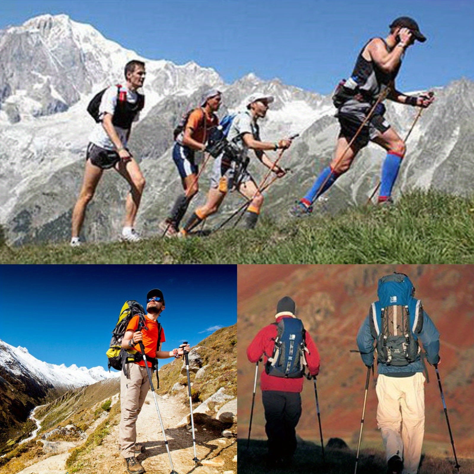 Foldable Lightweight Aluminum Hiking Stick Telescopic Straight Handle