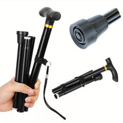 Foldable Lightweight Aluminum Hiking Stick Telescopic Straight Handle
