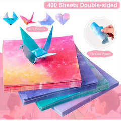 400pcs Universe Origami Paper Kit Double Sided Sky Patterns Arts Craft