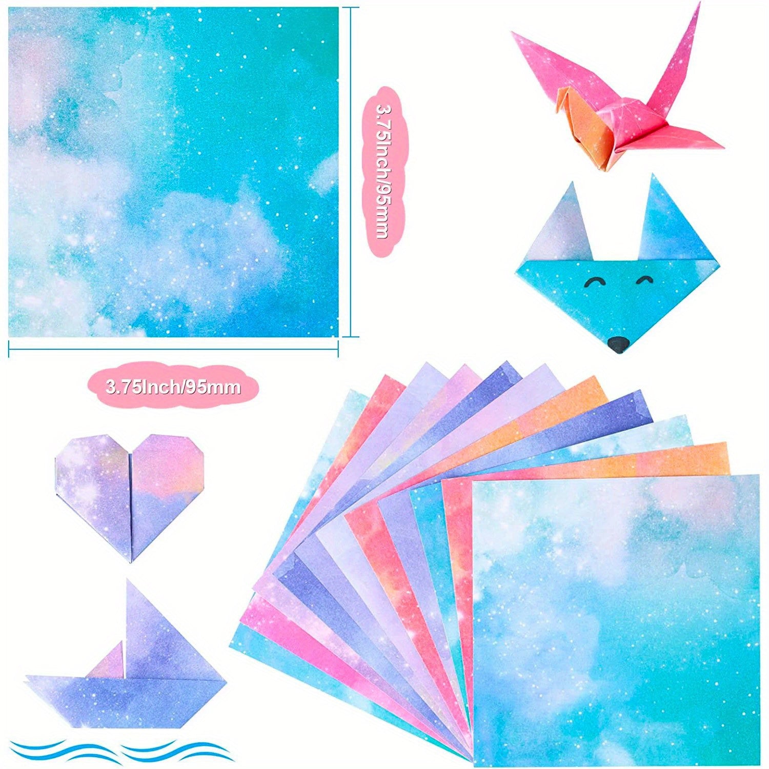 400pcs Universe Origami Paper Kit Double Sided Sky Patterns Arts Craft