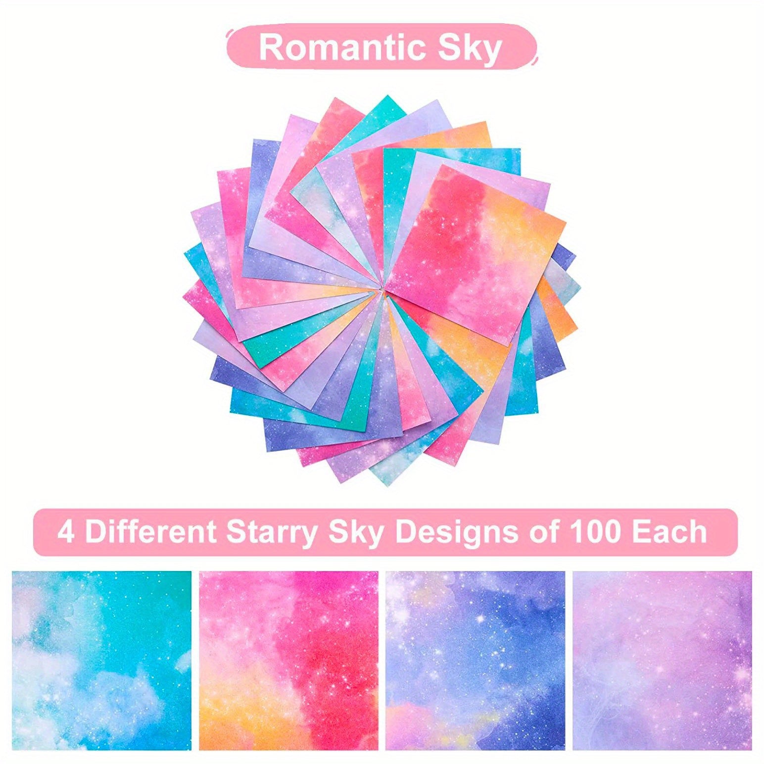 400pcs Universe Origami Paper Kit Double Sided Sky Patterns Arts Craft