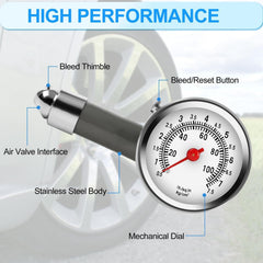 Heavy Duty Tire Pressure Gauge 0-100 PSI Mechanical Gauge