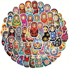52pcs Cartoon Matryoshka Doll Graffiti Stickers DIY Waterproof Stickers