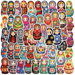 52pcs Cartoon Matryoshka Doll Graffiti Stickers DIY Waterproof Stickers