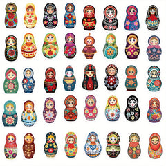 52pcs Cartoon Matryoshka Doll Graffiti Stickers DIY Waterproof Stickers