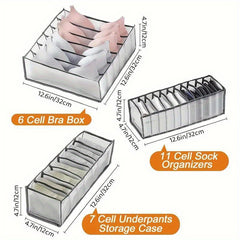 3pcs Bra & Panty Organizer Foldable Underwear Storage Box Drawer