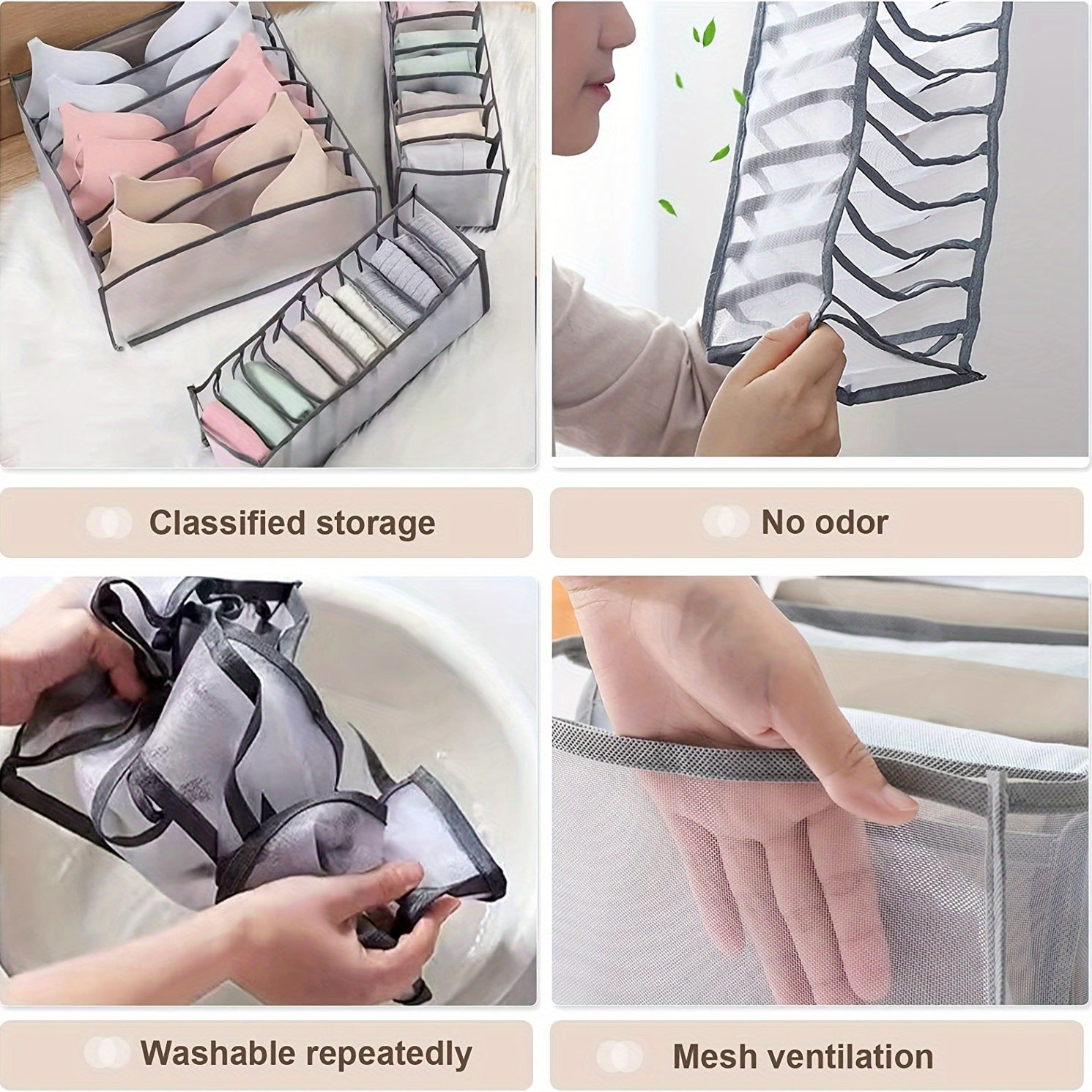 3pcs Bra & Panty Organizer Foldable Underwear Storage Box Drawer