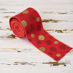 Christmas Dot Ribbons Glitter Wired Ribbons Green Red Ribbons DIY Crafts