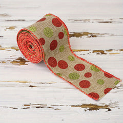 Christmas Dot Ribbons Glitter Wired Ribbons Green Red Ribbons DIY Crafts