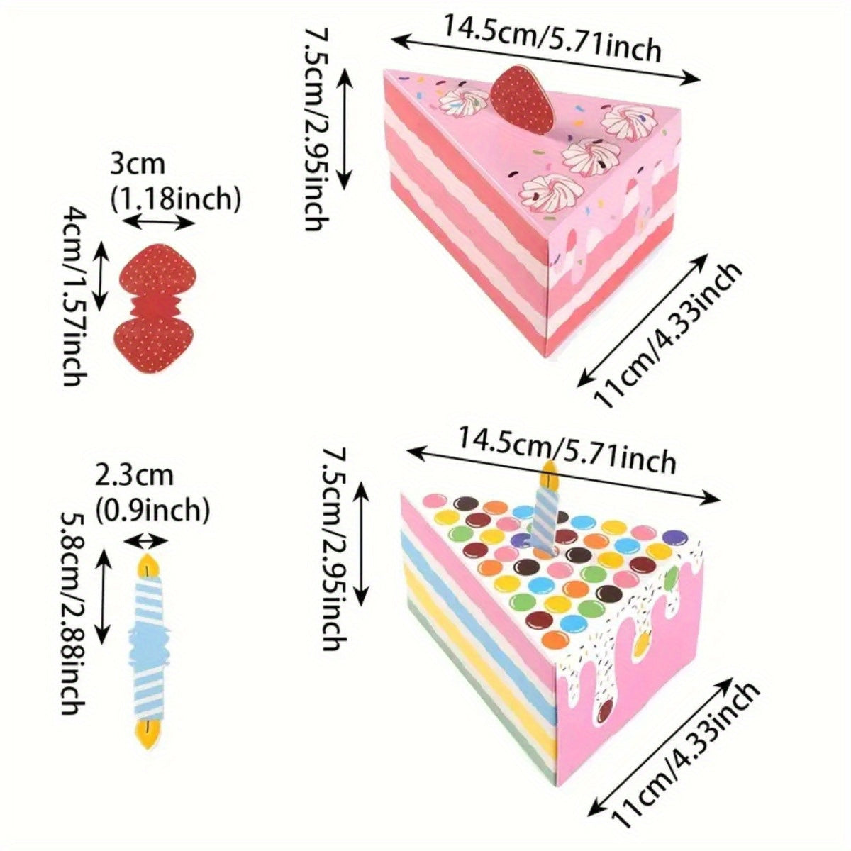 8pcs Wedding Favor Boxes Triangle Cake Shaped Candy Boxes