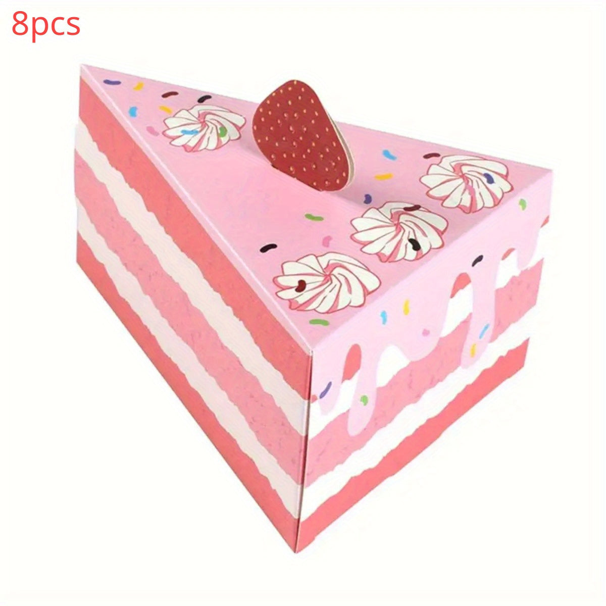 8pcs Wedding Favor Boxes Triangle Cake Shaped Candy Boxes