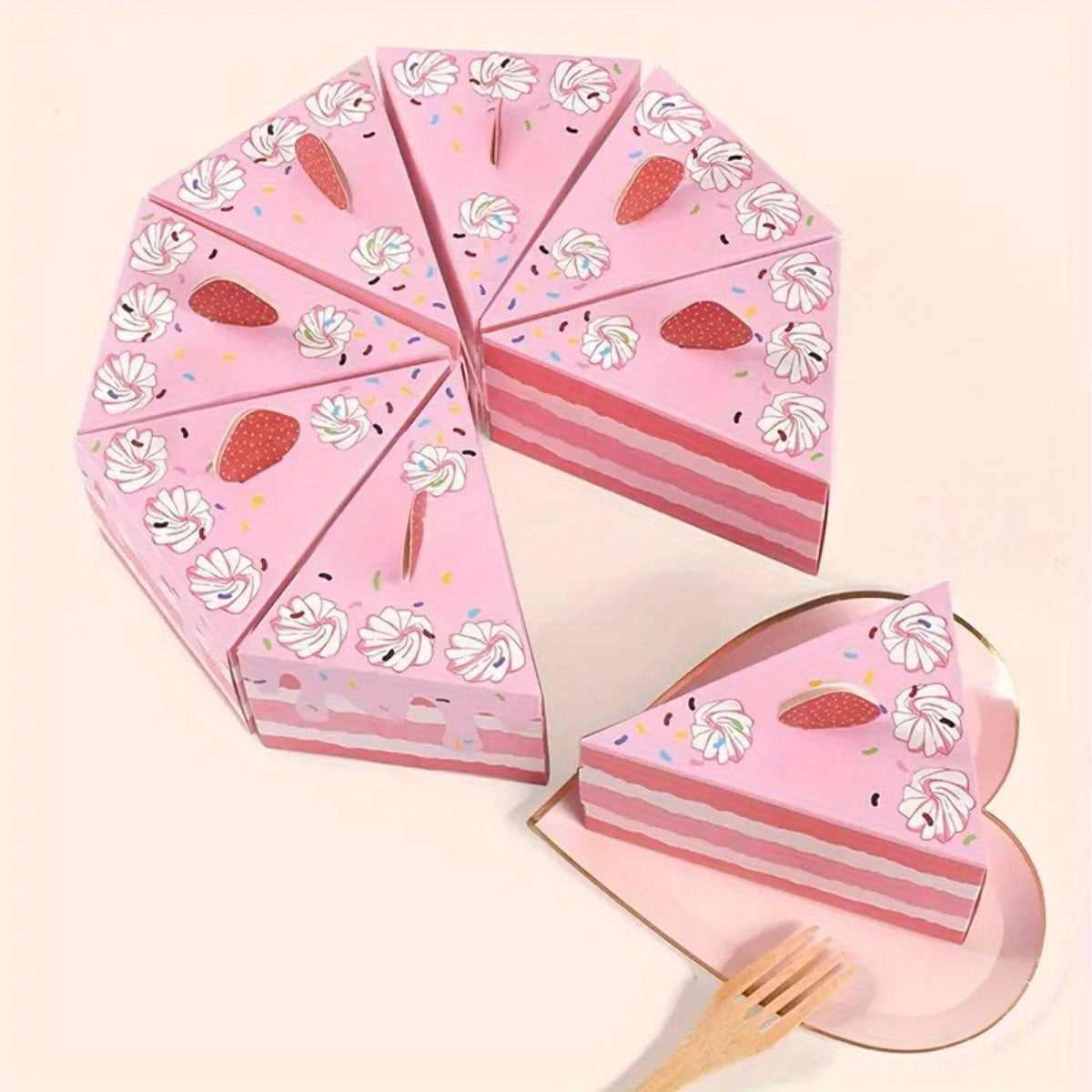 8pcs Wedding Favor Boxes Triangle Cake Shaped Candy Boxes