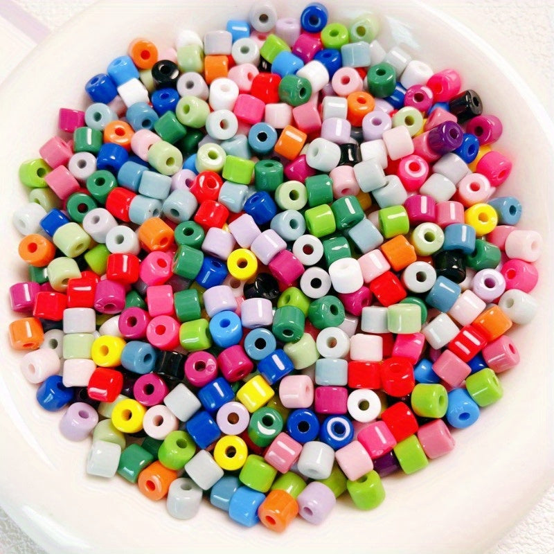 50pcs Gradient Solid Bucket Beads 6mm Cylindrical for DIY Jewelry