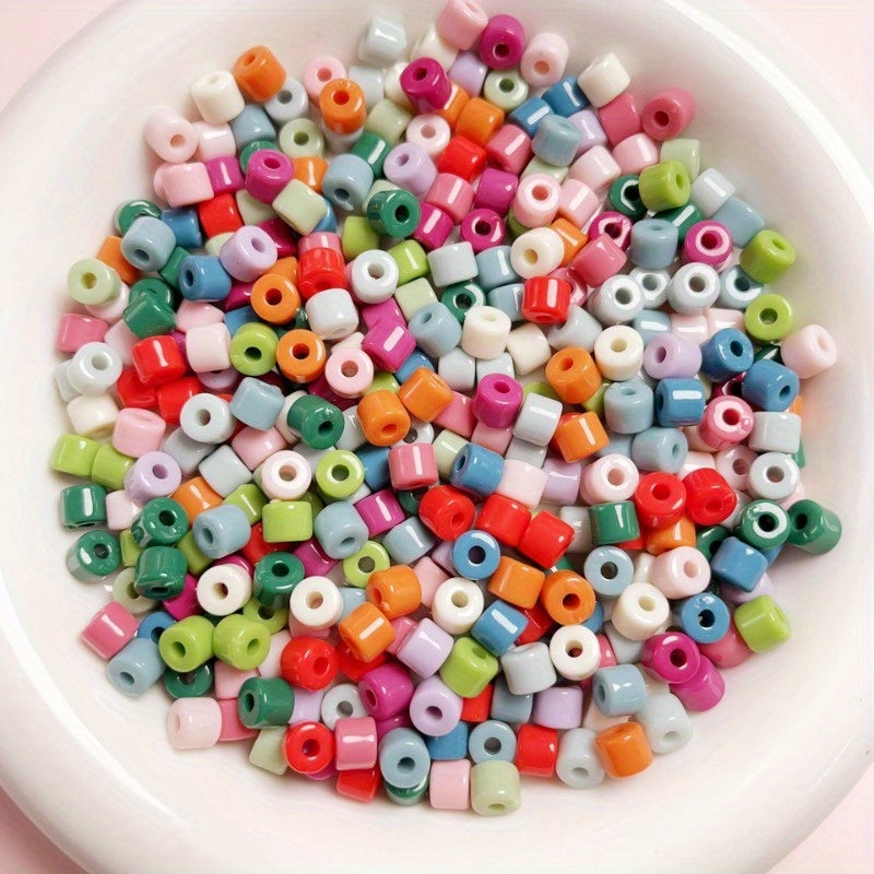 50pcs Gradient Solid Bucket Beads 6mm Cylindrical for DIY Jewelry