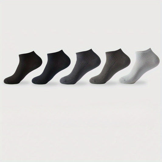 5 Pairs Men's Bamboo Fiber Crew Socks Comfortable All Seasons Casual Socks